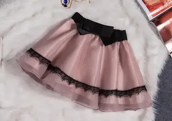 

New 2020 skirts womens organza princess tutu high waist lacet bow umbrella skirt pleated