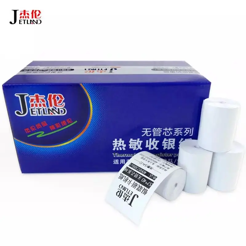 Термобумага Jetland 6 рулонов 57x40 мм без сердечника БФА|thermal paper 57|cash register rollthermal |
