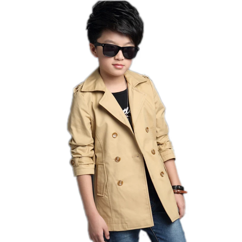 Boy Trench Coat 2018 Long Sleeve Outerwear Kids Windbreaker Double