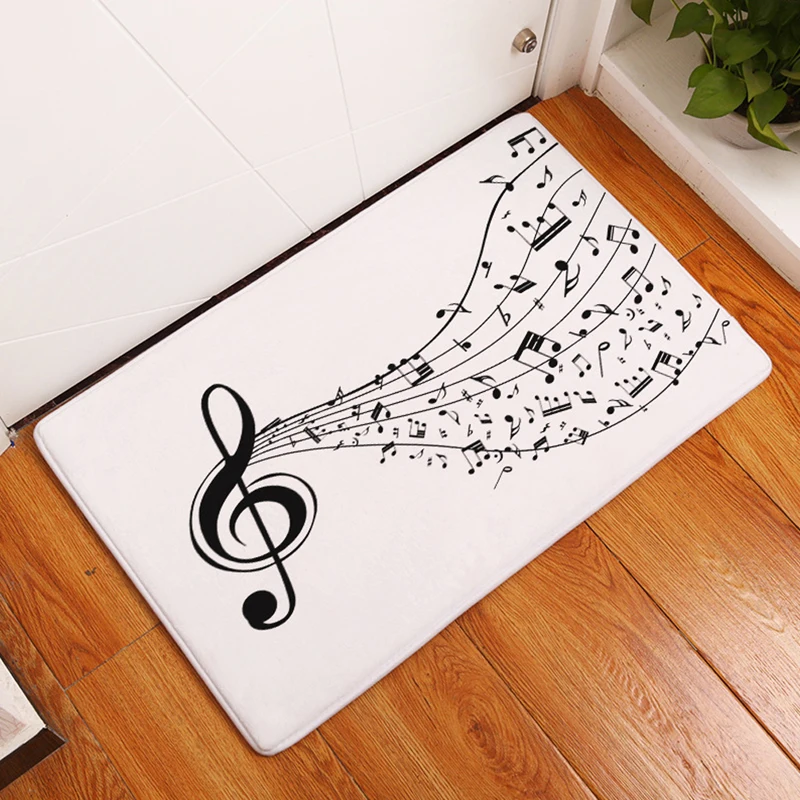 HomeMiYN коврик для ванной фланелевый музыкальный символ Противоскользящие коврики для ванной комнаты с цифровой печатью коврик для ног для домашнего использования современный стиль 2 размера дверной коврик