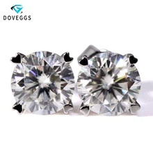 DovEggs 14 K 585 Белое золото 2ctw карат F цвет лаборатория искусственный Муассанит серьги-гвоздики с бриллиантами Женские серьги золотого цвета закручивающаяся задняя часть