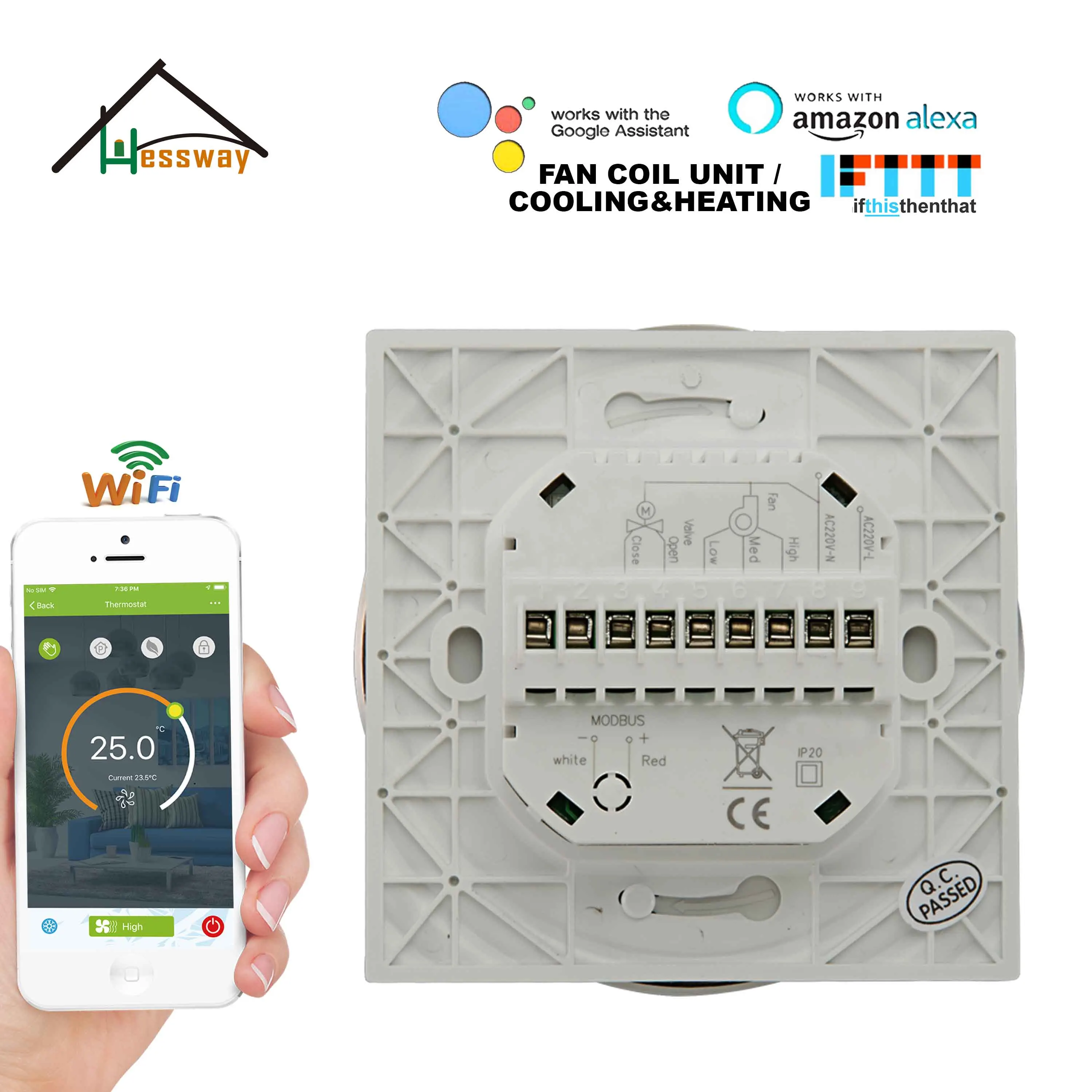 Wi Fi термостат HESSWAY TUYA охлаждение нагрев для умного google home рисование