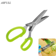 ASFULL Новинка, 5 слоев из нержавеющей стали, кухонные нарезанные ножницы для лука, резки офиса, измельчения, сделай сам, для рукоделия, ножницы