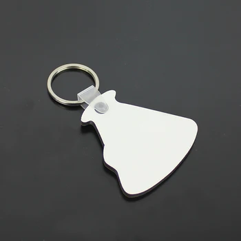 

500pcs DIY MDF Double White Blank Christmas Tree Key Chain Sublimation Wooden KeyRing For Heat Press Transfer Jewlery Photo Gift