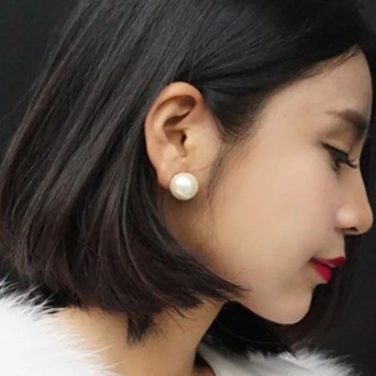Alternative Novel Sided Large Small Fake Pearl Stud Earrings Can Be Alternative Novel Sided Large Small Fake Pearl Stud Earrings Can Be Wear Before And After Ear Pin Fashion Jewelry Whole In From