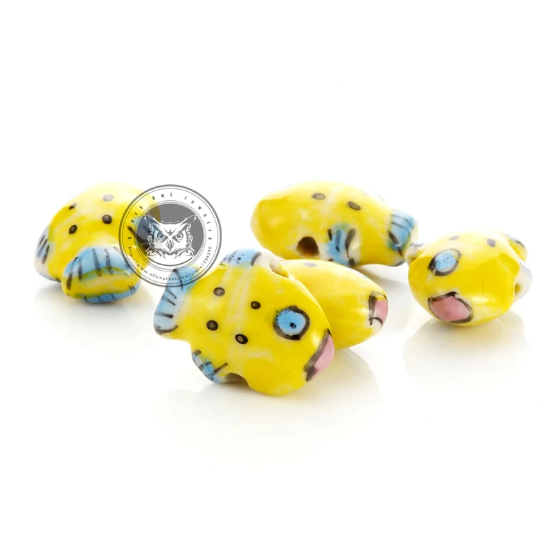 

10pcs/lot Fish Ceramic Porcelain Beads Natural Loose Beads For Jewelry Making DIY Findings Bracelet Necklace Handmade Y1588