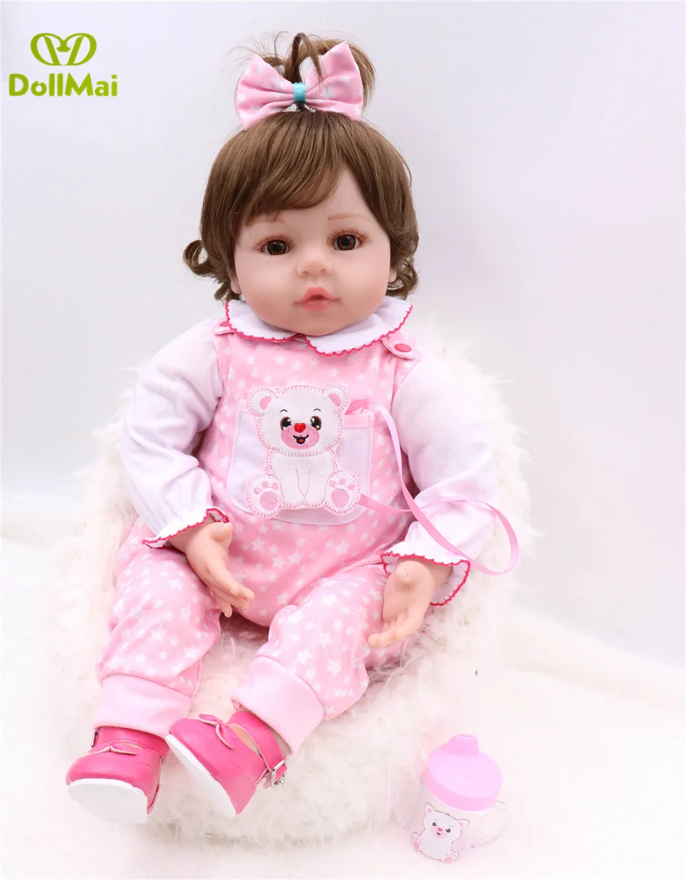 DollMai Reborn baby, кукла для маленьких девочек, 22 дюйма, 55 см, силиконовая Кукла reborn baby dolls, восхитительный реалистичный подарок для детей, bebes reborn