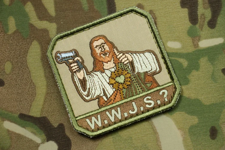 

TACTICAL MORALE BADGE MULTICAM PATCH USA Tactical Military Combat Army Morale FUNNY Patch WHAT WOULD JESUS SHOOT WWJS US ARMY