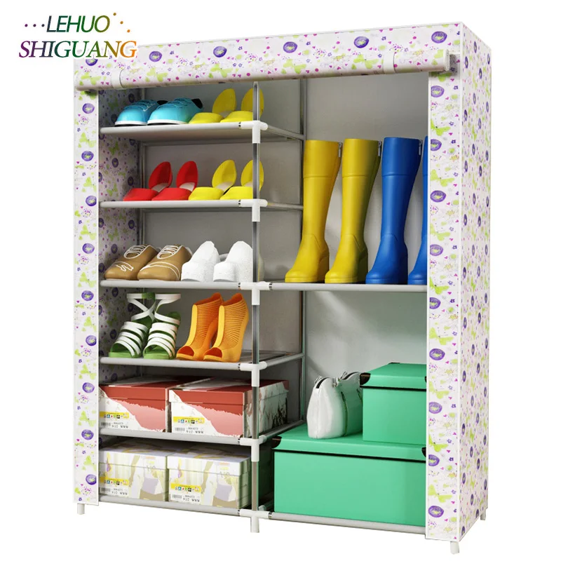 

6-layers 8-grid shoes cabinet simple fashion Pattern Non-woven fabric shoe rack organizer removable shoe storage home furniture