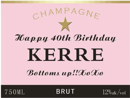 

8ct custom PERSONALISED PINK CHAMPAGNE BOTTLE LABEL BIRTHDAY WEDDING CHRISTMAS ANY OCCASION decorations