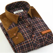 Hot autumn new men’s patchwork plaid shirts casual slim cotton Turn-down collar male Long sleeves shirt plus size S-4XL