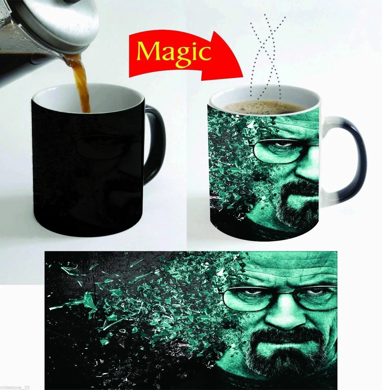 

Breaking Bad Magic Color Change Heat Reactive Coffee Tea Mug 11 Oz. for Gifts