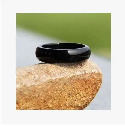 

Natural ice kinds of Brazil chalcedony agate rings unisex black ring couple ring