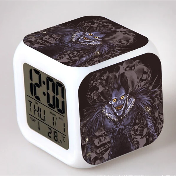 Death Note LED Clock Square Alarm Colorful Digital Night Light Electronic Clock Toy