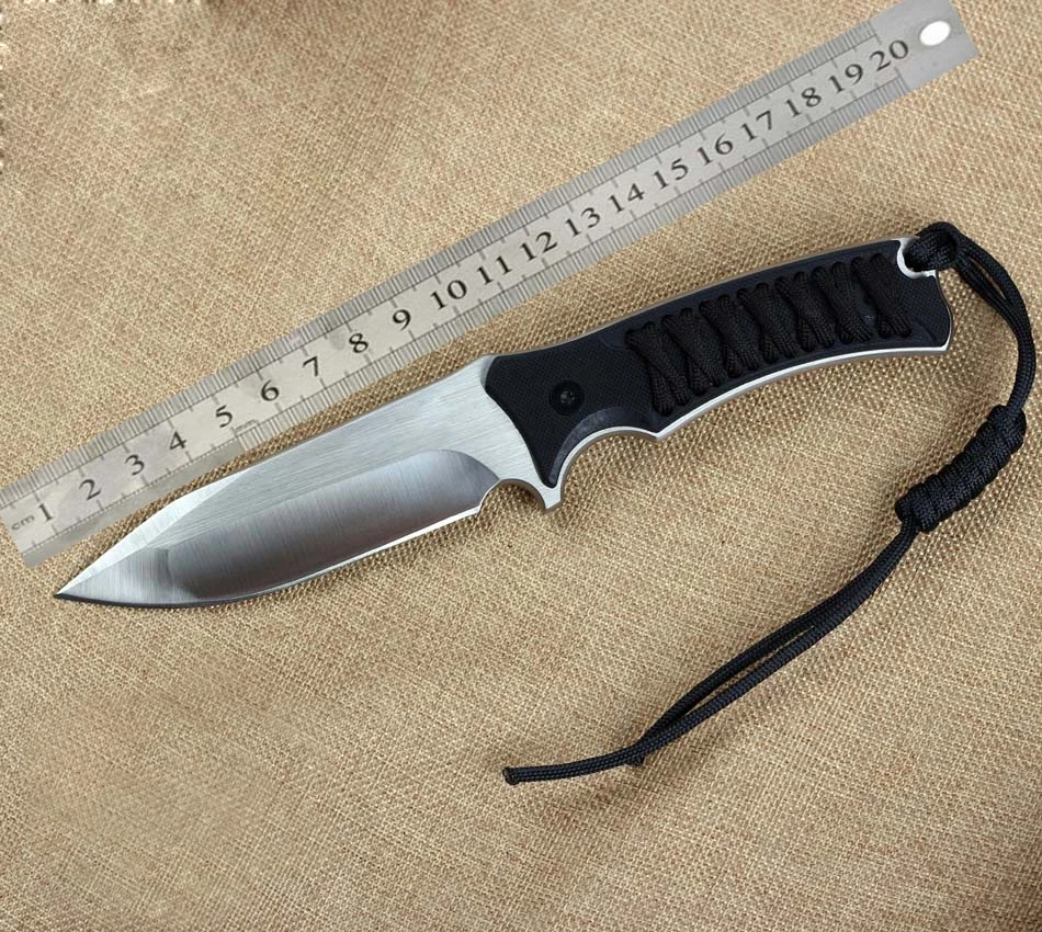 MARS MADAM D2 Steel Brush Finish Full Tang Fixed Blade Knife Hunting