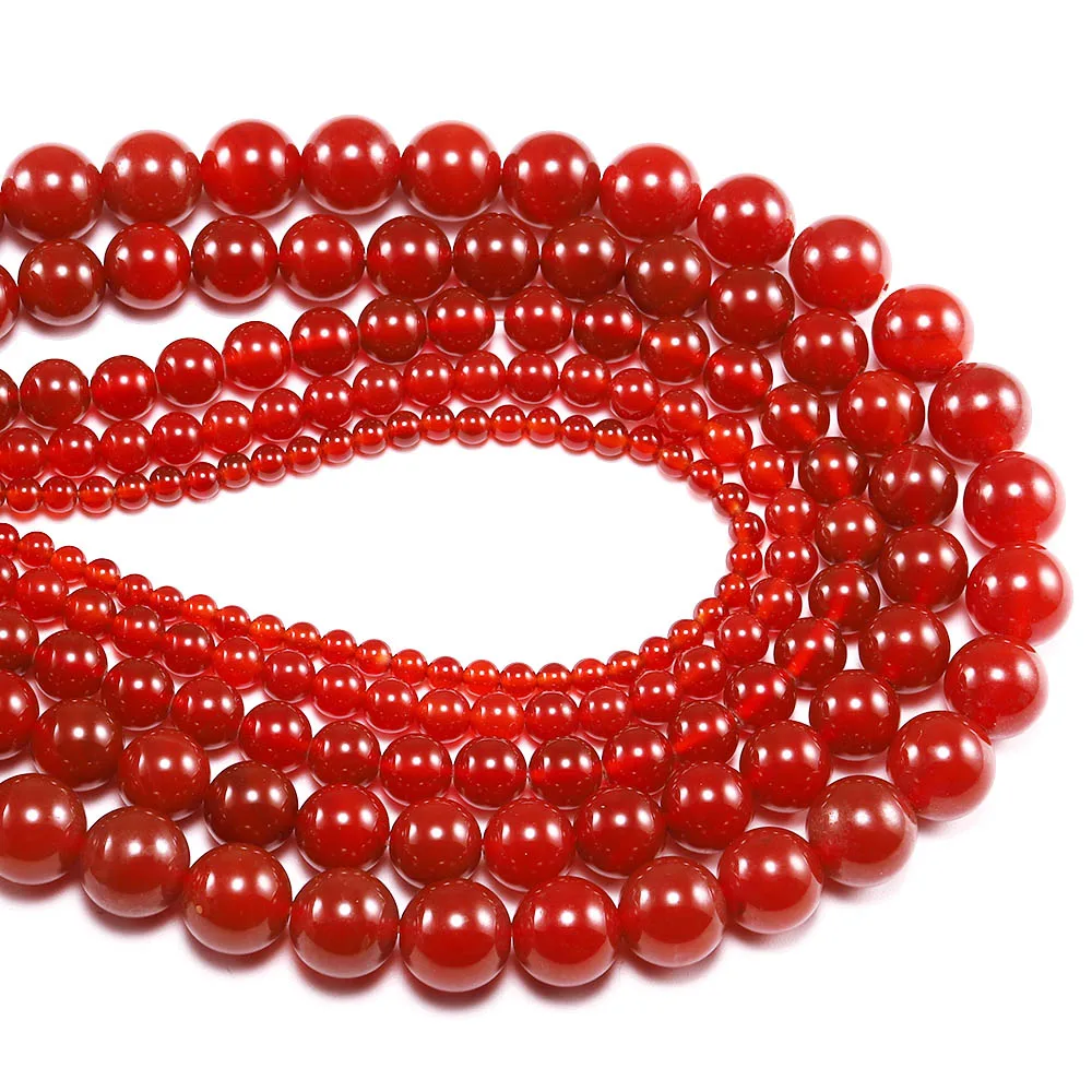 Скользкий натуральный камень красный сердолик Агаты круглые драгоценные бусины Сердолик Свободные разделительные бусины для самостоятельного изготовления ювелирных изделий ожерелье браслет