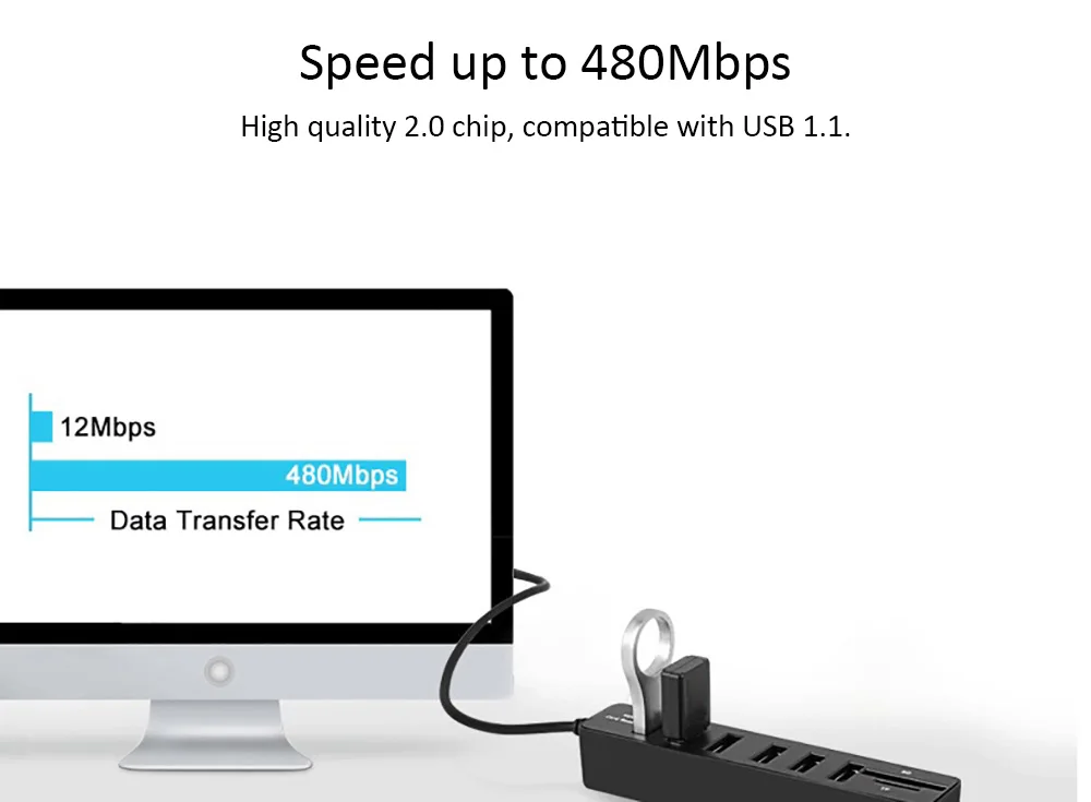 JDL-HSD8 usb-концентратор USB 2,0 концентратор комбо-разветвитель 3/6 портов дополнительно USB 2,0 high speed Mini 2 в 1 SD TF кардридер для ноутбука