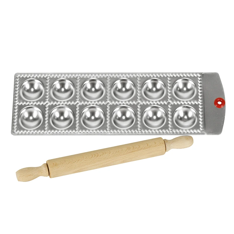 Beste Ravioli Molding Lade Plaat Set Met een Houten Deegroller Aluminium Pasta Cutter Ravioli Maker Dumpling Maken Mold Plaat