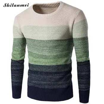 

Christmas Sweater Men Pull Homme Striped Long Sleeve Men Knitted Sweater Pullover Mens Warm Sweaters 2017 Winter Jumpers Sueter