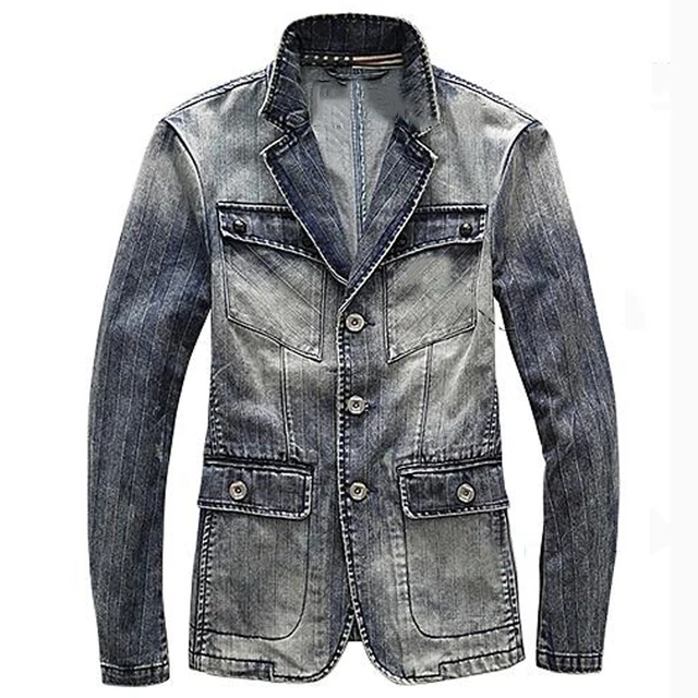 England Vintage Men 's Jean Jackets Brand Designer Big and Tall Mens