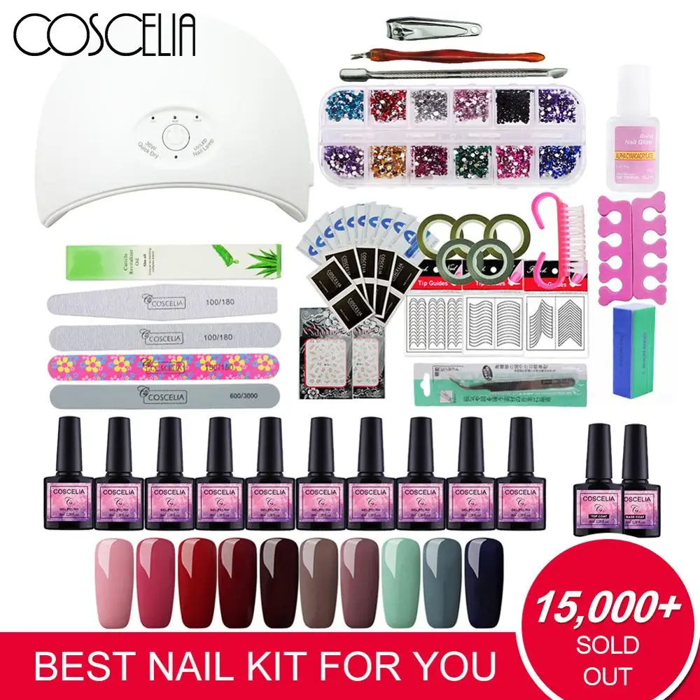 Full Manicure Set With Lamp 24/36W Gel Nail Polish Set Tools For