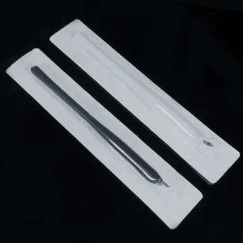 

Top quality 50pcs permanent makeup white disposable microblading pens with 7/12/14/17/18U pens needles embroidery blades