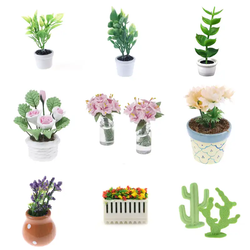 1//12 Dollhouse Miniature Green Potted For Home Decor Simulation Potted Plants/>