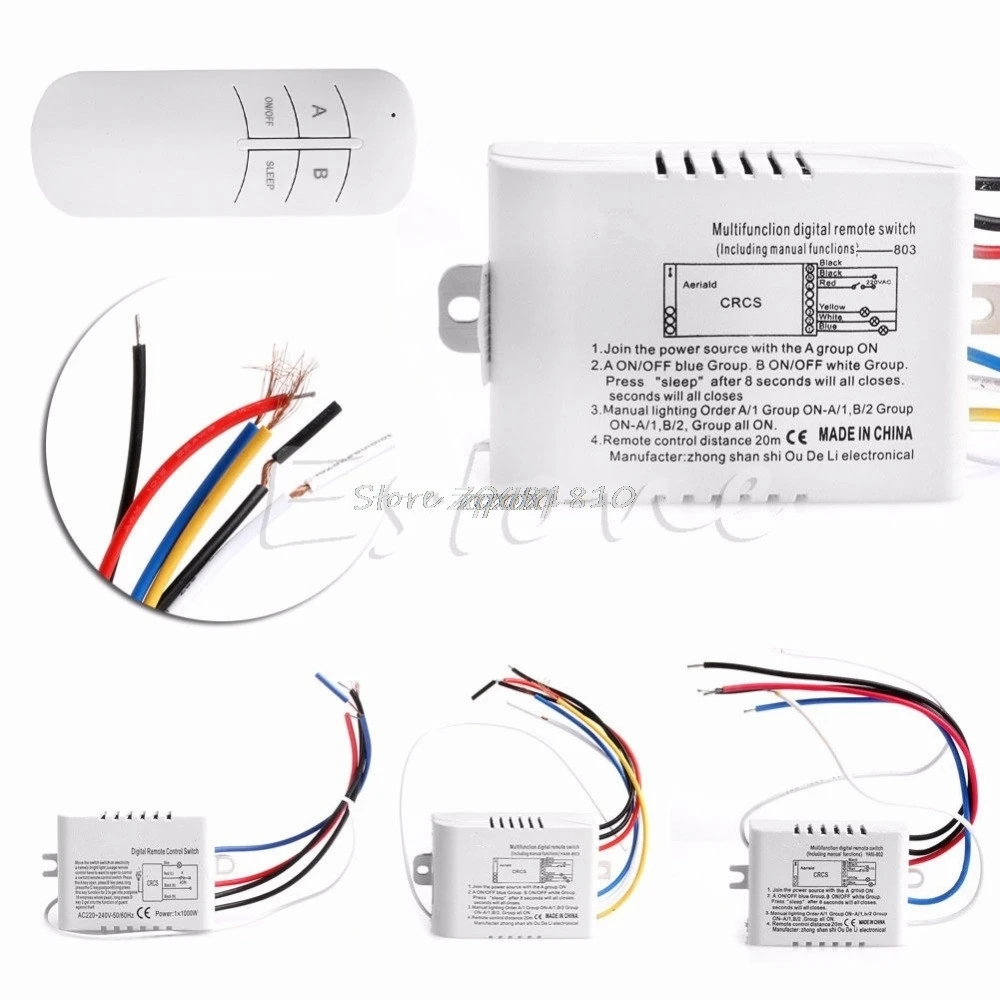 

Wireless 1/2/3/ Channel ON/OFF Lamp Remote Control Switch Receiver Transmitter Z07 Drop ship