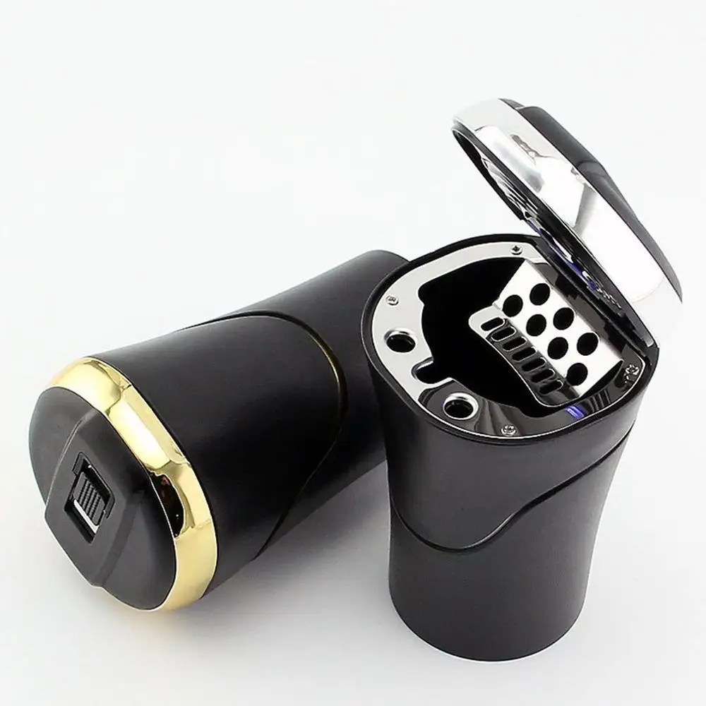 Flip-on Car Ashtray With Led Light Car Ashtray With LED Light Flip Cover Solar Powered Car Cigarette Smoking Ashtray