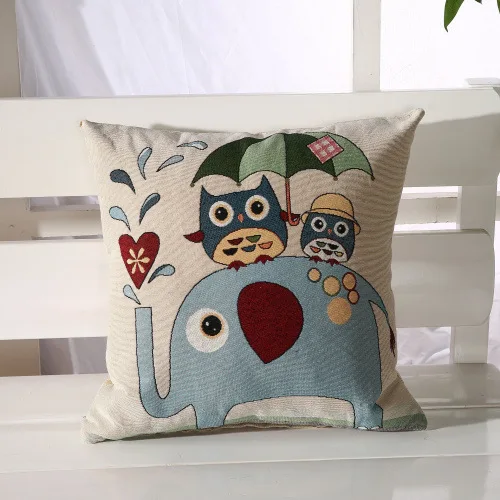 Милая модная поясничная Подушка с рисунком совы, вышитая наволочка для подушки, декоративная наволочка для автомобиля, домашнего дивана, детские подарки - Цвет: 05