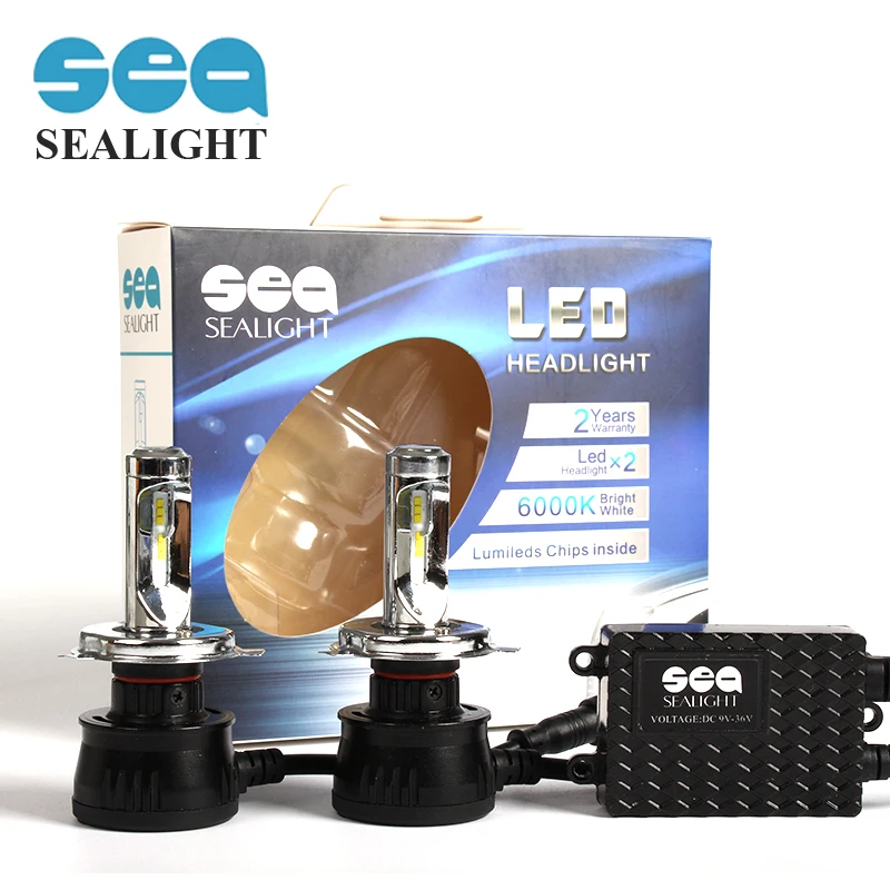 

SEALIGHT Led Car Headlight H4 H4-3 HB2 9003 Hi/Lo 90W 10000LM White Bulbs Replace Auto Hid Xenon Head Conversion Light Styling