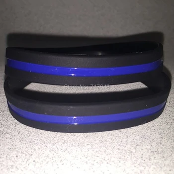 

100pcs thin blue line wristband silicone bracelets free shipping by ePacket A