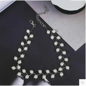 

Punk 2020 New Fashion Necklace Gold Simple Short Paragraph Pearl Ms. Clavicle Chain Wholesale Necklace Pearl Collar