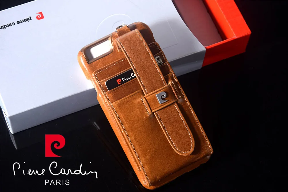 New Pierre Cardin Genuine Leather Credit Card Bag Pouch Wallet Hard Back Case Cover For iPhone