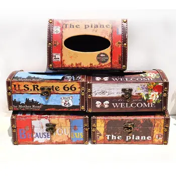 

Vintage Medium Density Fiberboard Waterproof Tissue Box Container Retro Towel Napkin Tissue Holder Hotel KTV Home Decor