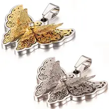 Exquisito Rhinestone Oro/Plata Animal Mariposa Colgante de Collar de Acero Inoxidable Para Las Mujeres Nuevo 2015 Joyería de Moda 45 cm