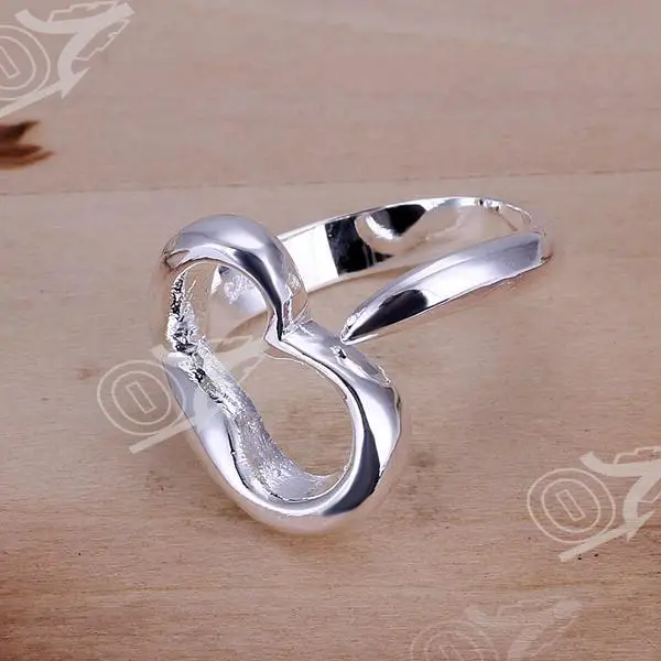 Рождественский подарок Посеребренная кольцо, серебро Модные украшения, мода открыт сердце Для женщин и Для мужчин подарок палец Кольца