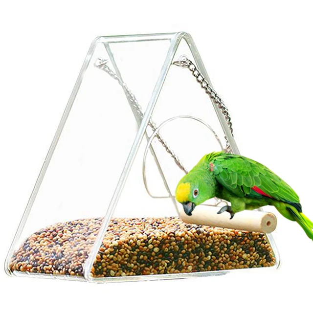 Bird Feeder Plastic Hanging Bird Food Container Transparent Outdoor Parrot Feeder Waterproof Bird Feeder Pet Supplies 2