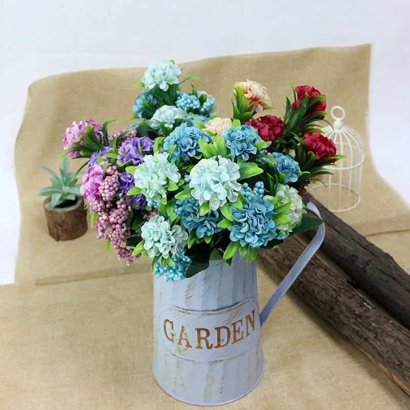 Flone Artificial Hydrangea Flower 10 Heads Simulation Silk Hydrangea Bouquet Fake Flowers Wedding Home Party Arrangement Floral (5)