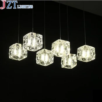 

M Led Crystal Glass Restaurant Pendant Light G4 8 Head Stainless Steel Circular Rectangular Lamp Base Contemporary Bar Light