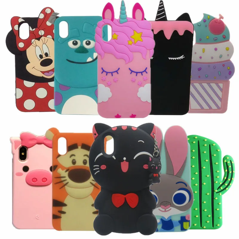 

Phone Cases For iphone X Capa Back Cover Hot 3D Cat Rabbit Silicone Cupcake unicorn Soft Rubber Case Cover For iphone X