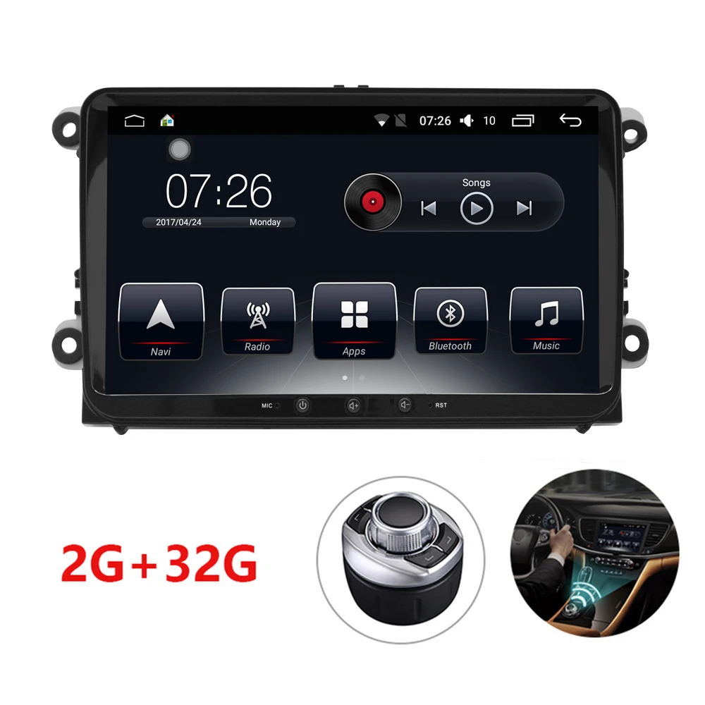 Автомагнитола VW 9 &quotс GPS навигацией 2 ГБ/16 ГБ Android 7 1 Bluetooth 64 битный четырехъядерный