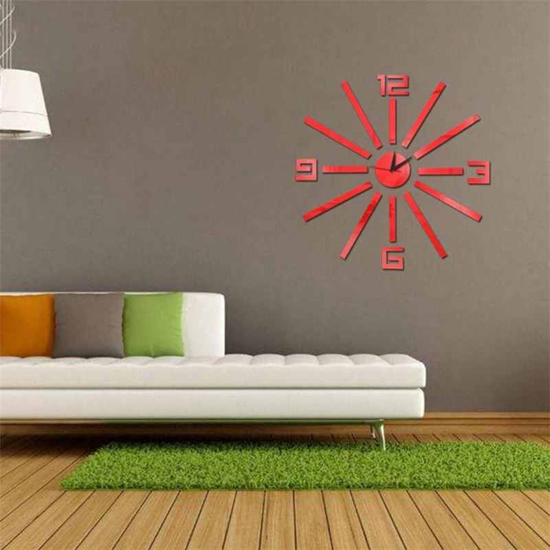  Fashion DIY Large Number Mirror Wall Sticker Big Watch Home Decor Art Clock Removable Waterproof Non-toxic Room Decor C0425#30 08