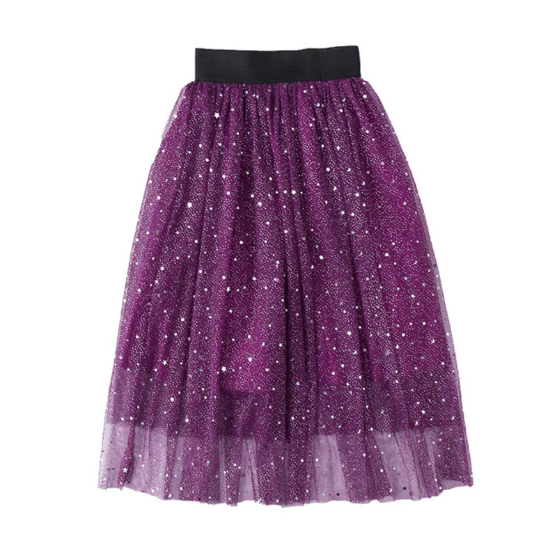 Новая юбка-пачка для девочек сетчатые юбки с блестками и звездами для девочек юбка средней длины для девочек-подростков От 4 до 13 лет, RT486