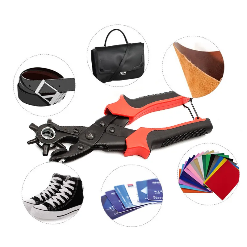 

New Heavy Duty Strap Leather Hole Punch Hand Plier Belt Punch Revolving DIY Tools DC120