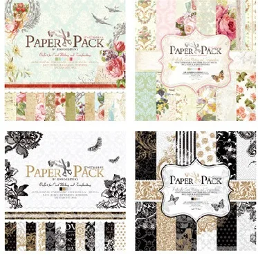 

24sheets 12" DIY 4 style choose gift wrapping paper creative papercraft with sticker handmade scrapbooking kit set books