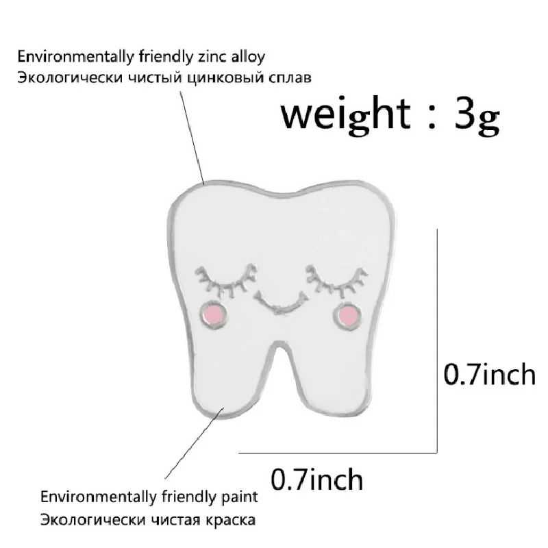Мода мультфильм лацкане Эмаль Булавка милый белый зуб смайлик брошь застенчивый брошки в форме зуба значок Подарки для женщин и мужчин