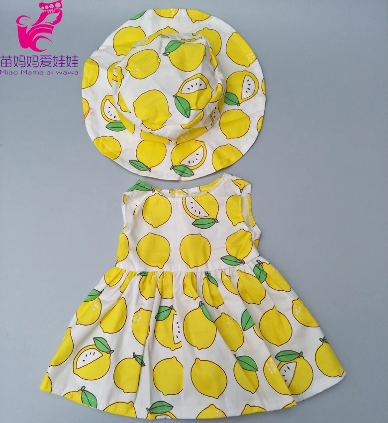 40 см младенец кукла желтое платье шляпа от солнца для 18 дюймов девочка кукла платье шляпа для маленьких девочек кукольная одежда