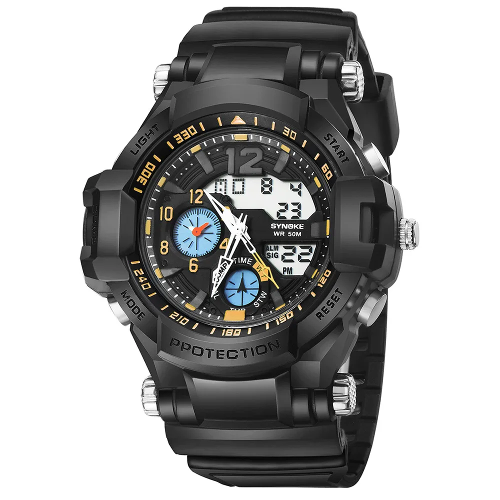 

2018 Outdoor Sport Timekeeping Waterproof Men's Multi-Function 50M Waterproof Watch LED Digital Double Action Watch