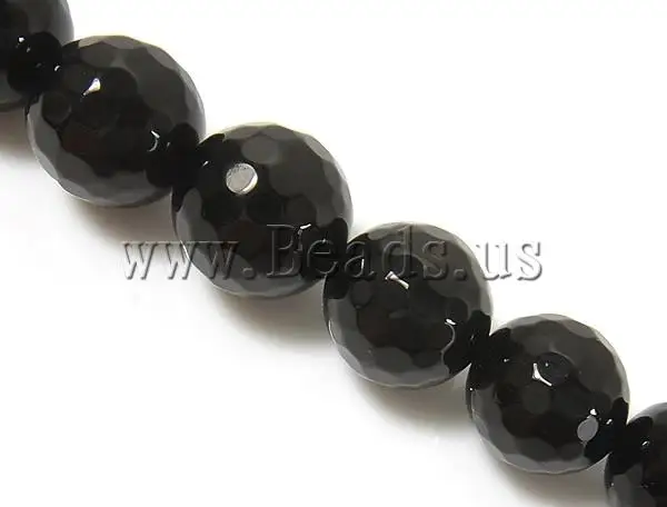 

1Strand/Lot Hot Sale 3 4 6 8 10 12 14 16mm Faceted Black Stone Round Beads 15" Pick Size